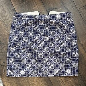 J. Crew Navy and White Geometric Pencil Skirt